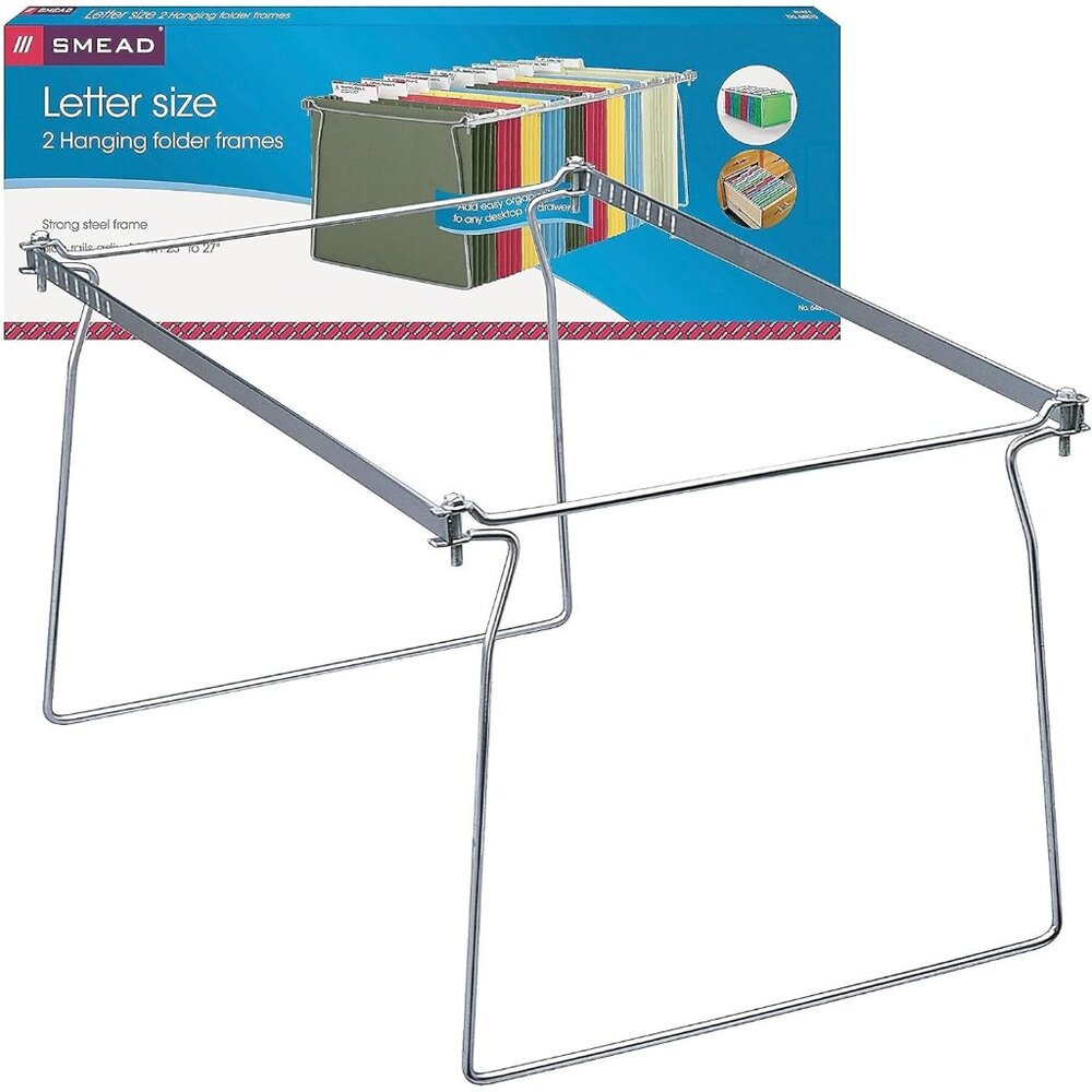 2-Pack Smead 64870 Hanging Folder Frame Letter Size 23-27-Inch Long Steel